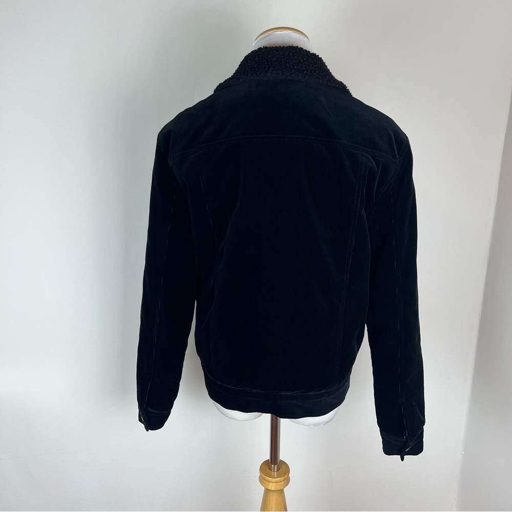 Jenni Kayne Black Velvet Corduroy Faux Sherpa Button Front Jacket Size XS - Picture 7 of 10